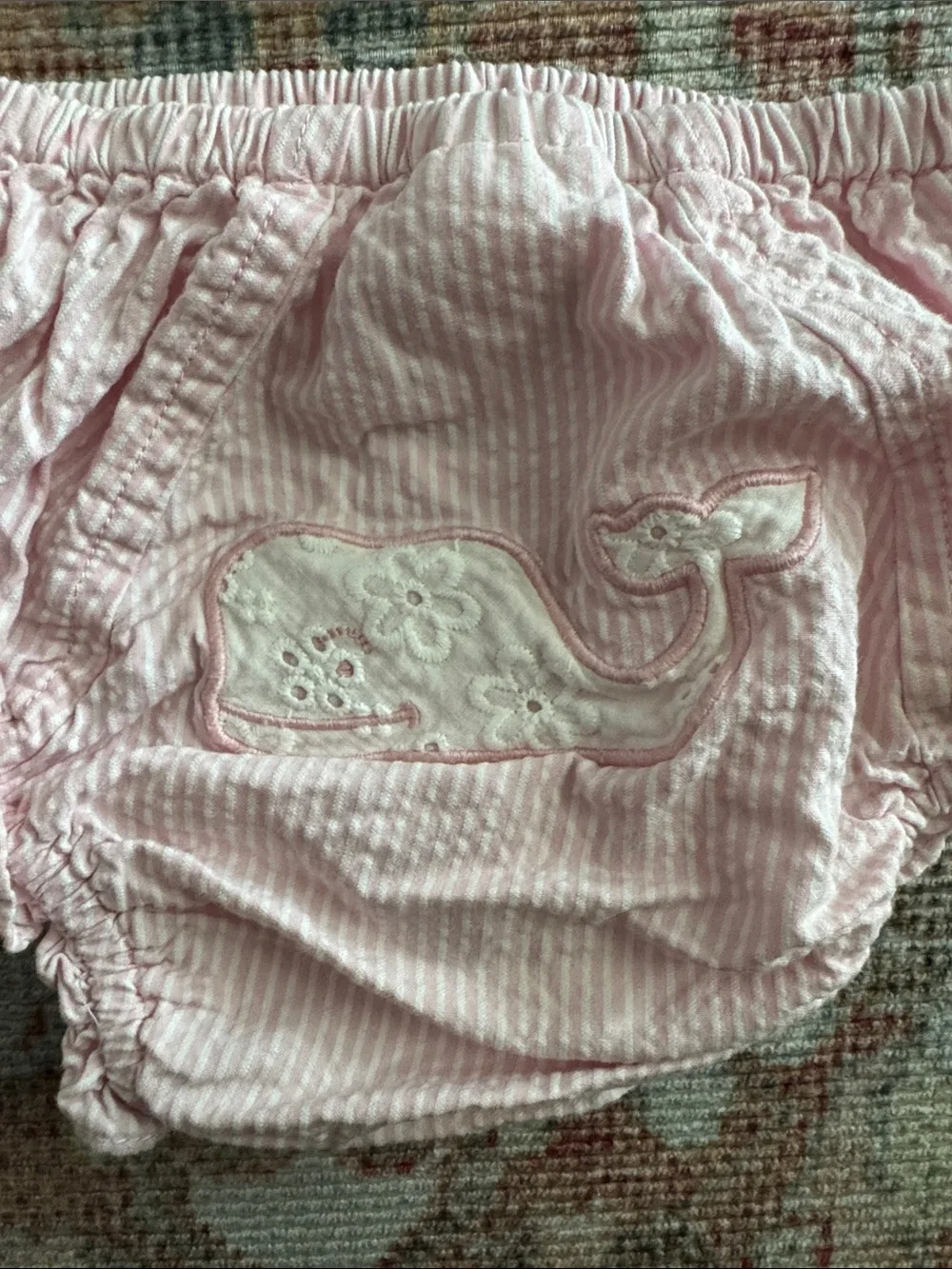 Vineyard Vines Pink Seersucker Top & Whale Bloomers Set